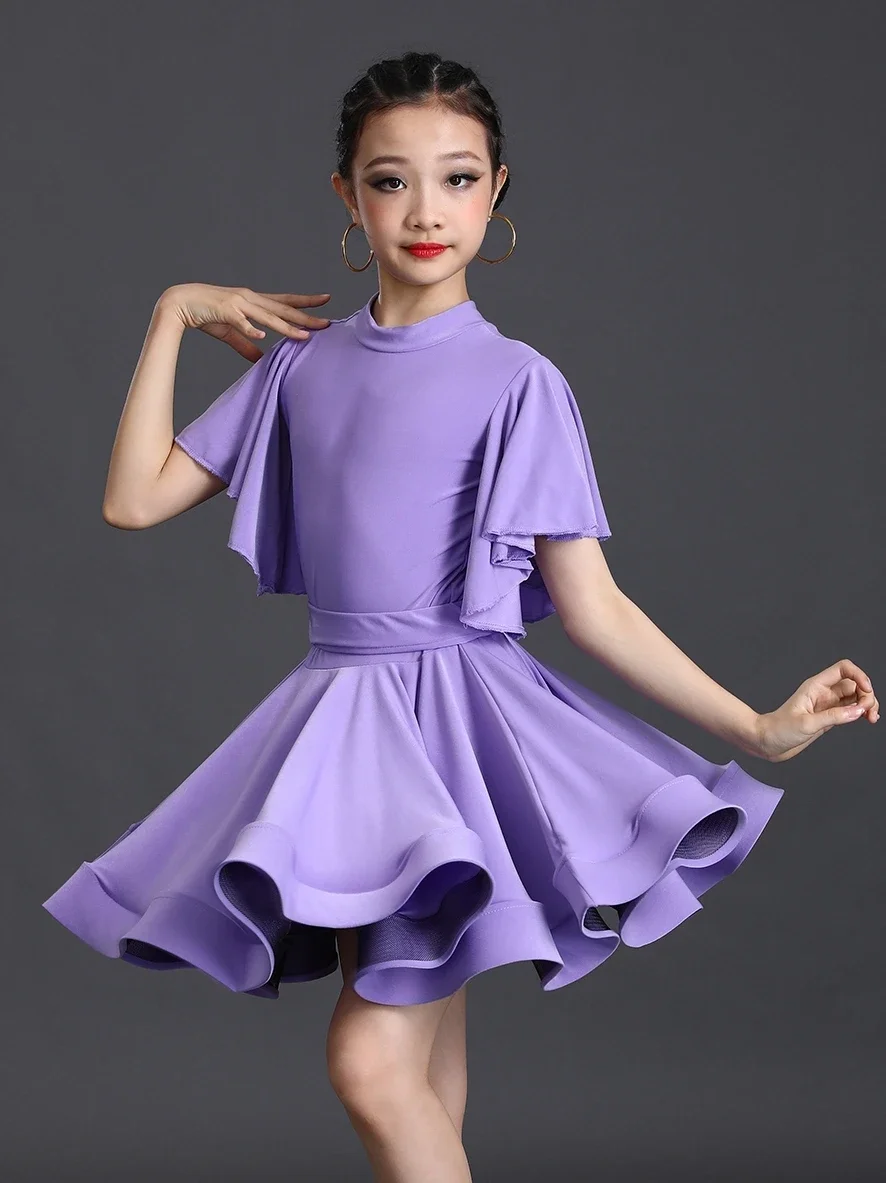 Professional Latin Dance Dress Girls Children Ballroom Dancing Dresses Rumba Cha Cha Samba Practice Dress Latin Performance