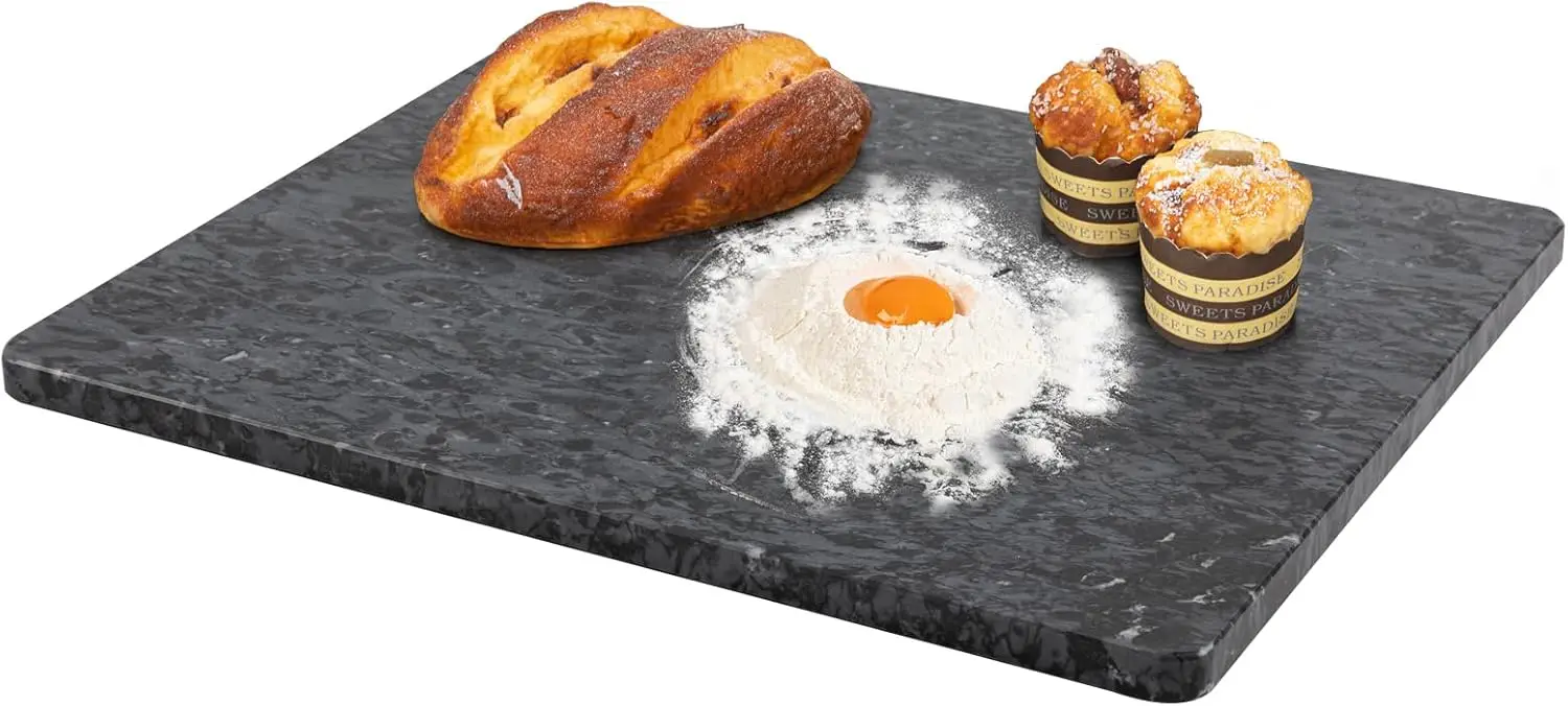 

Marble Cutting Board, Pastry Board For Kitchen, Large Black Marble Slab Gift With Non-Slip Feets, 16x20 Inch, 1 Piece