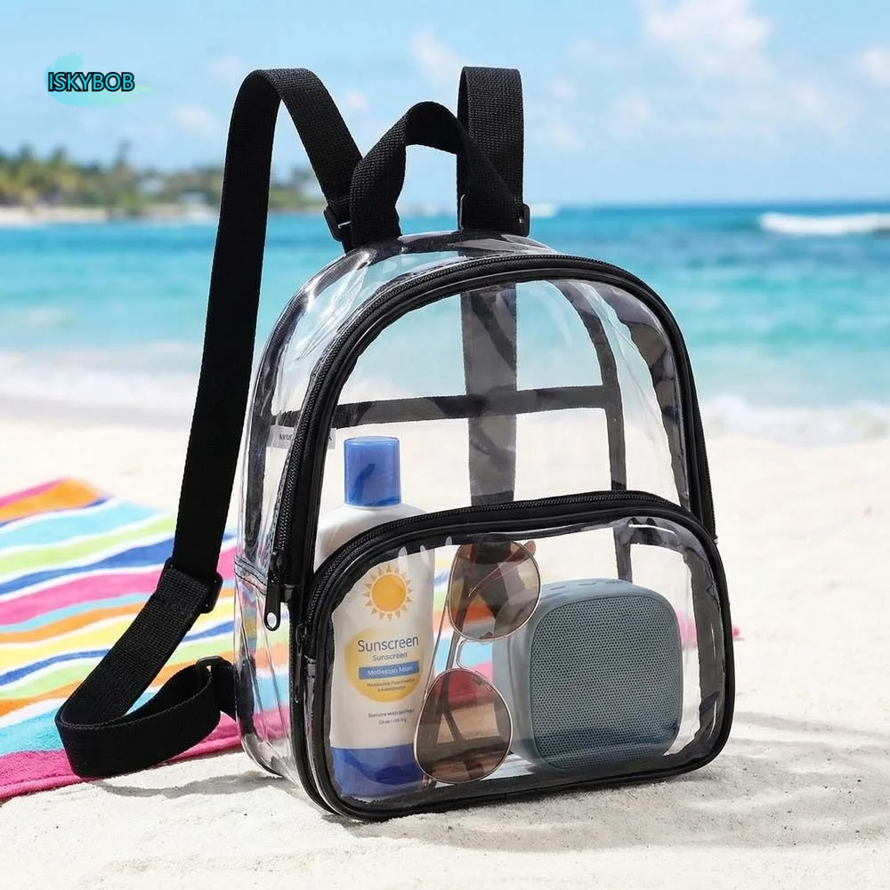 

Waterproof Transparent Backpack Zipper Korean Style Students School Bag Adjustable Shoulder Strap Large Capacity