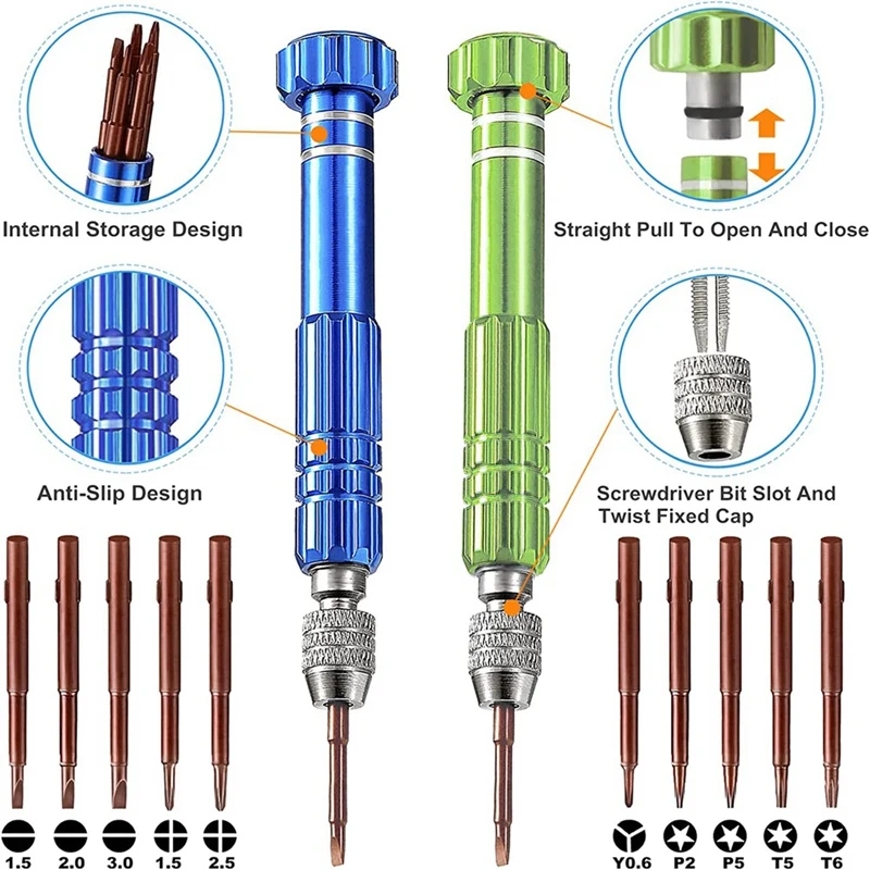 Glasses Screwdriver Sets With 10 Magnetic Screwdriver Tips, For Watch Phone Laptop Jewelry Electronic