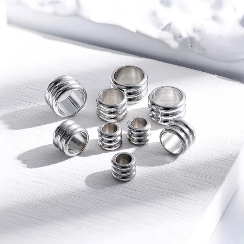 20 Pieces Stainless Steel Drum Spacer Beads Combination Charm Making Loose Beads