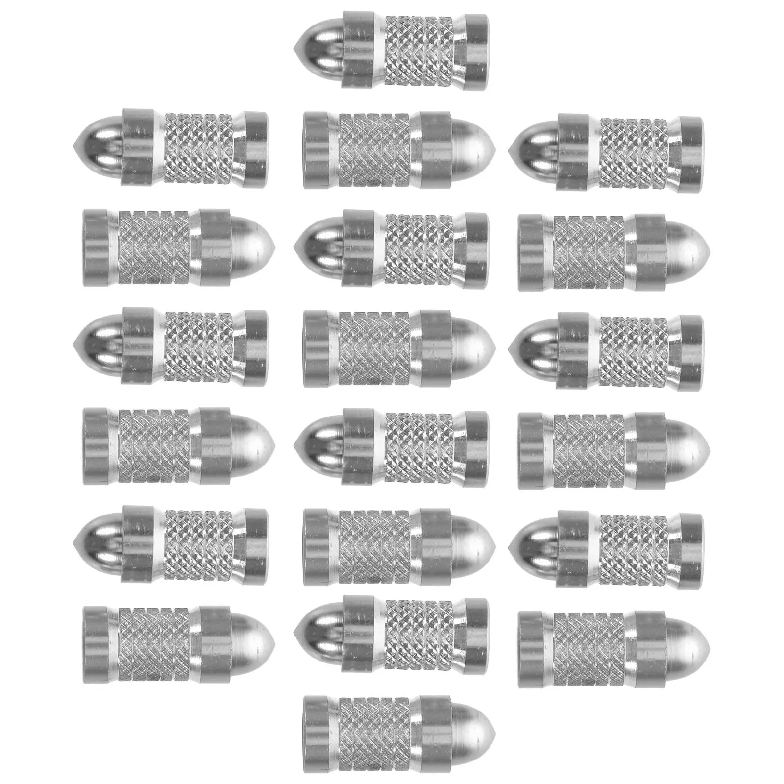 20Pcs Tire Valve Caps Long Round Head Metal Stem Covers with Lace Silver Edge for Car Bike Suv Truck Trailer