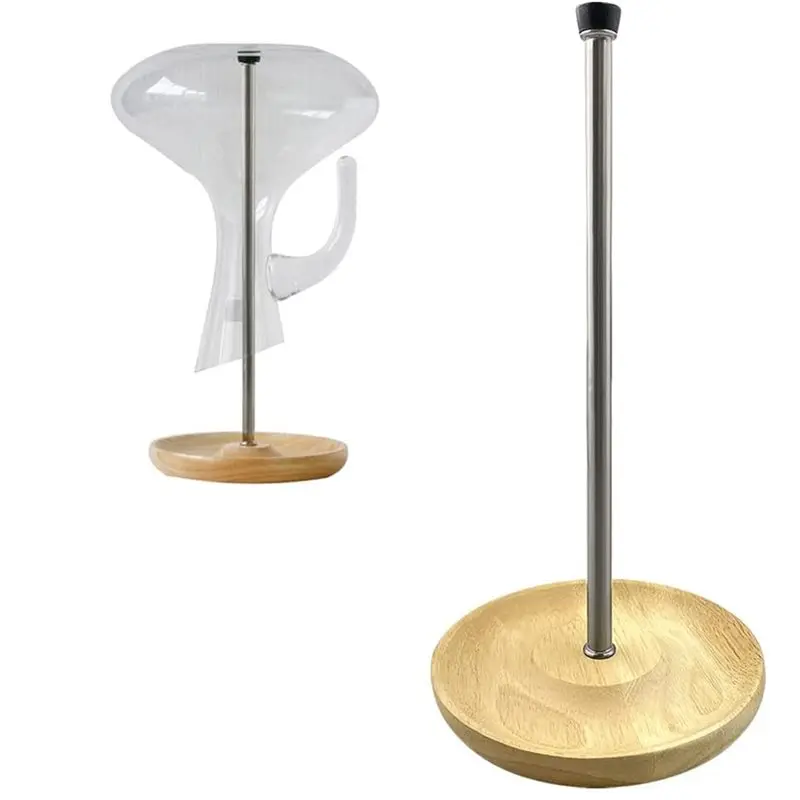 IALJ-Wine Decanter Drying Stand-Silicone Head-Wooden Rack For Kitchen Bar Accessories-Anti-Scratch Design