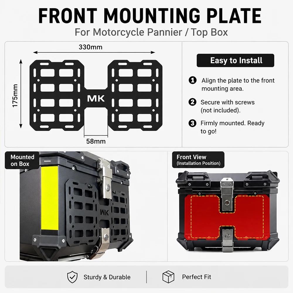 Aluminum Alloy Molle Panel Quick Mount Motorcycle Top Case Universal Tactical Side Box Modular Storage Organizer view 2