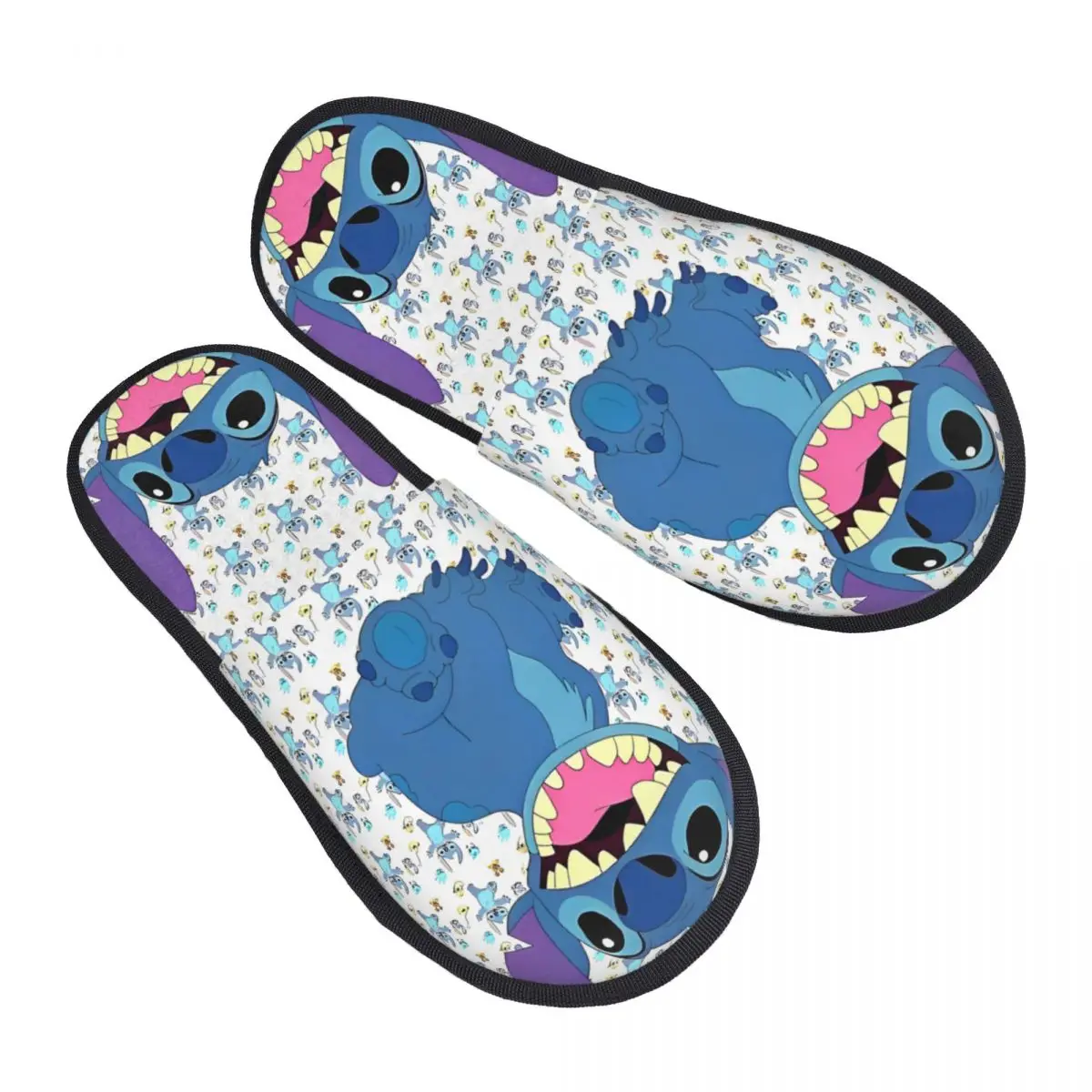 

Cute Funny Stitch Furry Slippers Anti-skid Cozy Household Fur Slides Slippers Living Room
