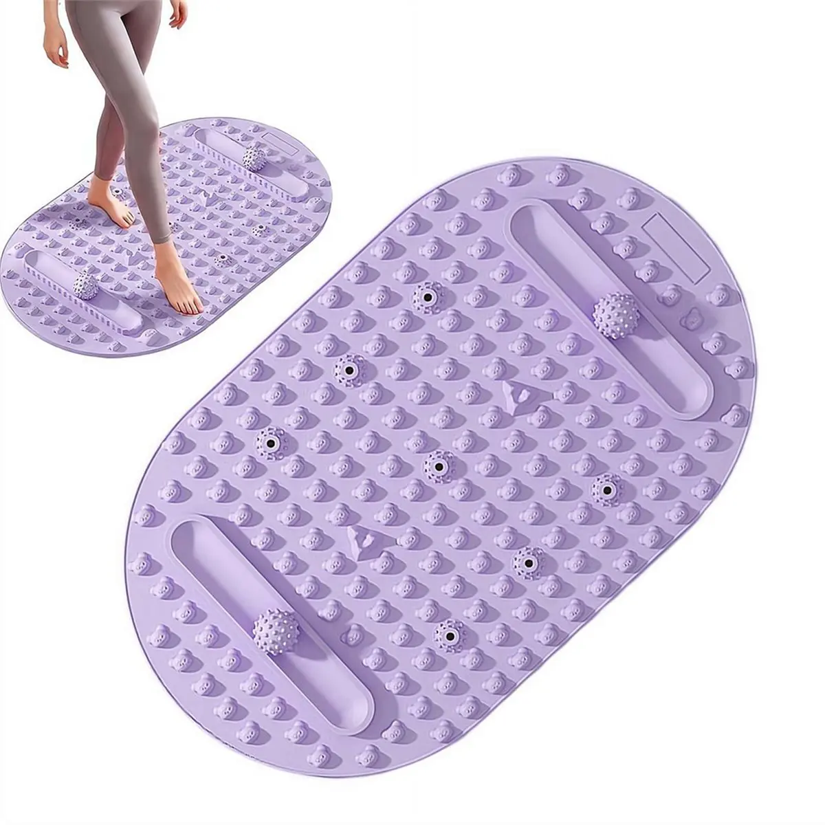 (A75U] Silicone Foot Massage Mat for Reflexology & Circulation, Large Acupressure Pad for Indoor Jogging & Pain Relief Violet