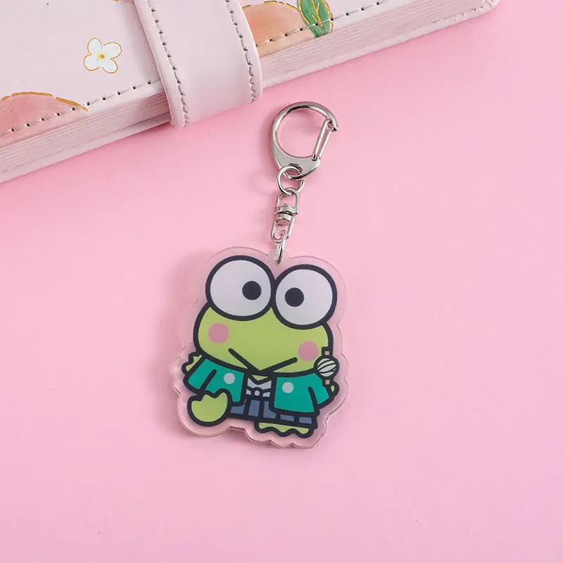 Acrylic Cartoon Anime Pendant Keychains Holder Car Key Chain Key Ring Bag Hanging Jewelry Gifts Accessories KEROKERO KEROPPI