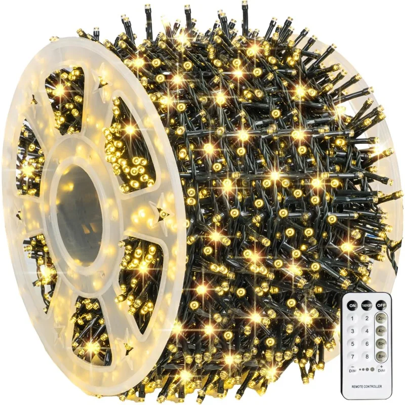 Dazzle Bright Outdoor Christmas String Lights, 1000 LED 328 FT Plug in Fairy Light with Remote Control 8 Modes & Timer