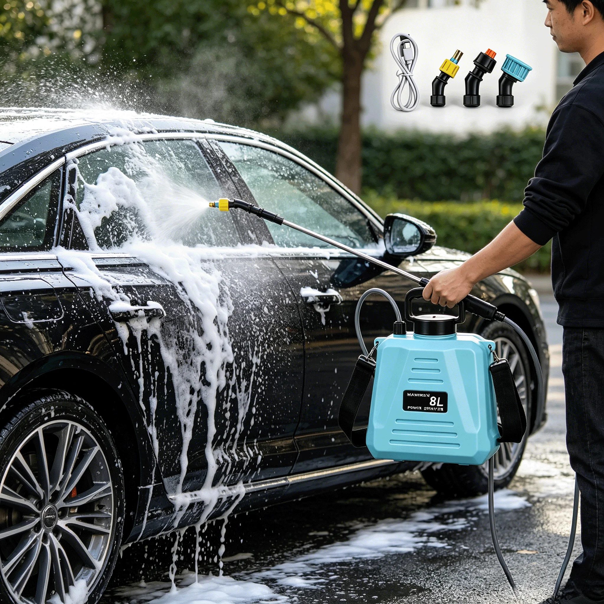 8L Automatischer Elektrischer Sprüher Garten-Pflanzensprüher Handlicher Wiederaufladbarer Sprinkler Zerstäuber Schultergurt-Gießkanne – Detail 2