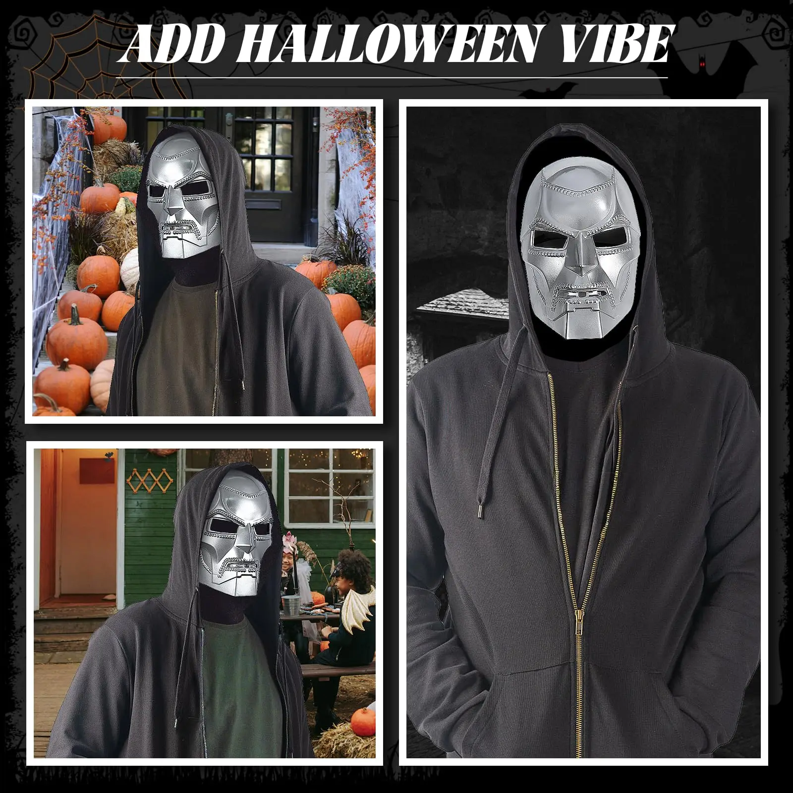 2PCS Dr Doom Mask with Cloak Supervillain Victor Doom Helmet Carnival Halloween Costume Cosplay Props