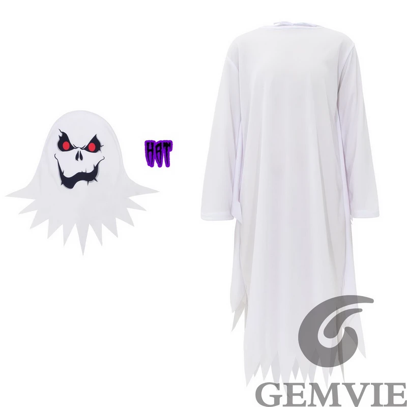 Halloween Boys Girls White Ghost Scary Cosplay Costume for Kid Child Stage Performance Carnival Party Dress Up Suit