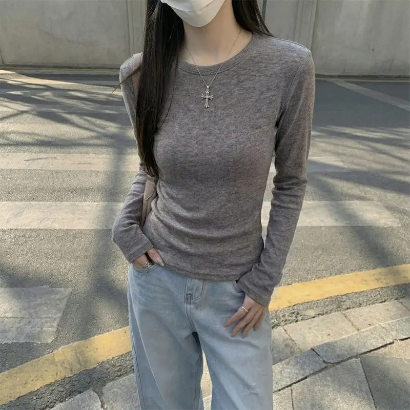 2026 Damen Herbst-Winter T-Shirt Stilvolles O-Neck Dralon-Basis-Top Fleece-Gefüttertes Langarm-Thermo-T-Shirt für das Schichten-Looking – Detail 10