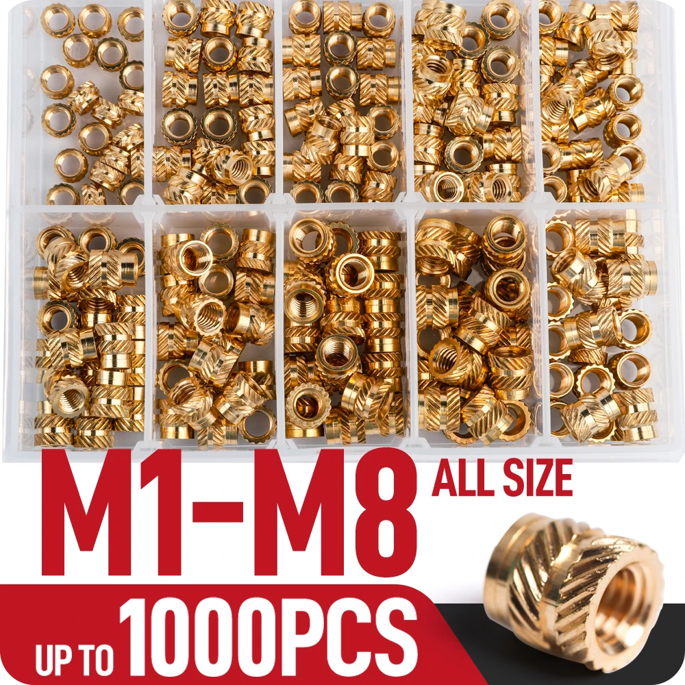 

M1 M1.2 M1.4 M2 M2.5 M3 M4 M5 M6 M8 Hot Melt Brass Insert Nut Kit Knurled Thread Injection Insertsnut for Plastic up to 1000P