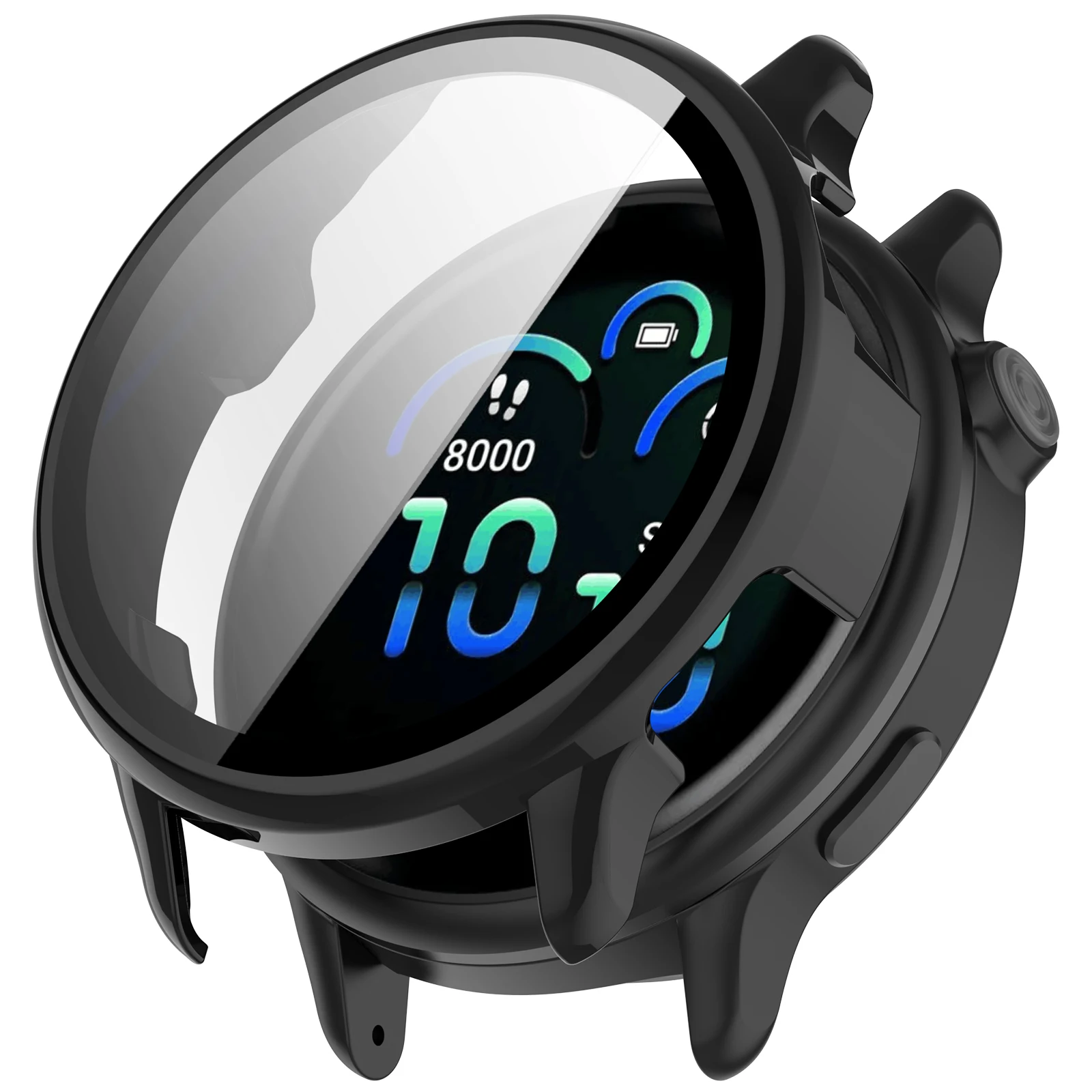 

Чехол для часов Garmin Vivoactive 6, чехол WANLONFENG, рамка для ПК с защитной пленкой из закаленного стекла - черный