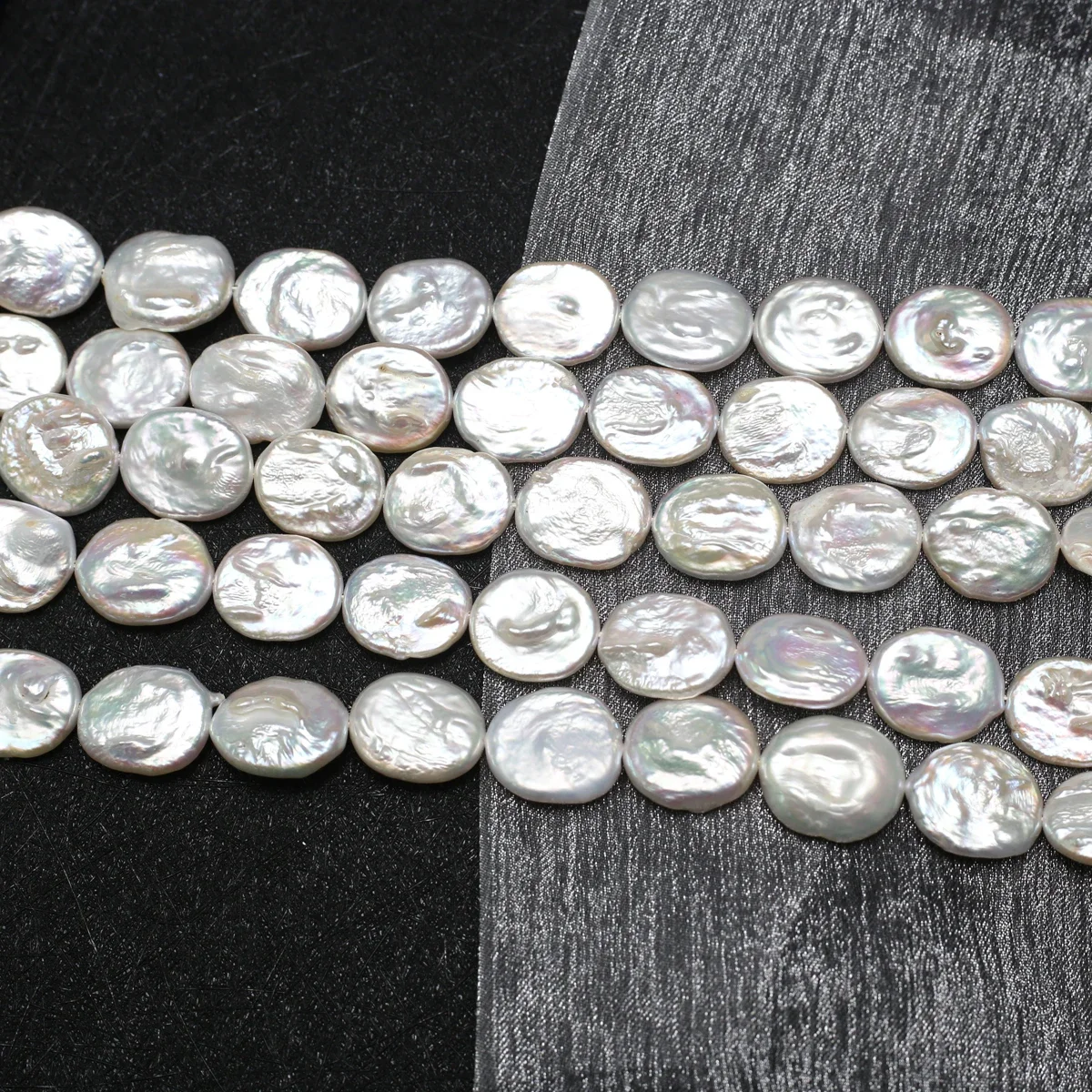 AAA 화이트 패션 천연 담수 진주 타원형 바로크 단추 구슬 쥬얼리, DIY 목걸이 팔찌 액세서리 선물 만들기, 14x16mm