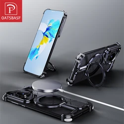 Oatsbasf Alloy Phone Case for Huawei Pura 70/70Pro/70Pro+/70Ultra with Stand Magnetic Metal Frameless Protective Cover Bumper