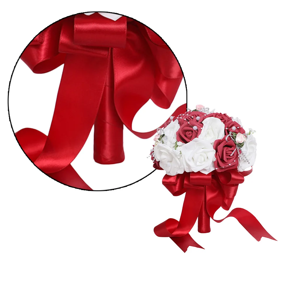 

1pc Red Bride Premium Artificial Bridal Flower Vivid False Bouquet For Wedding Decoration Bridal Bouquet Wedding