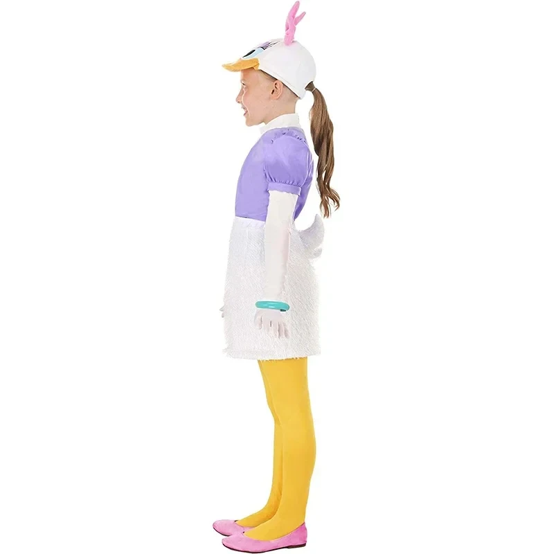 

☎UWAWA 2026 New Arrival Cute Daisy Girl Animal Halloween Fancy Dress Up Purple Yellow Duck Costume For Girls☎