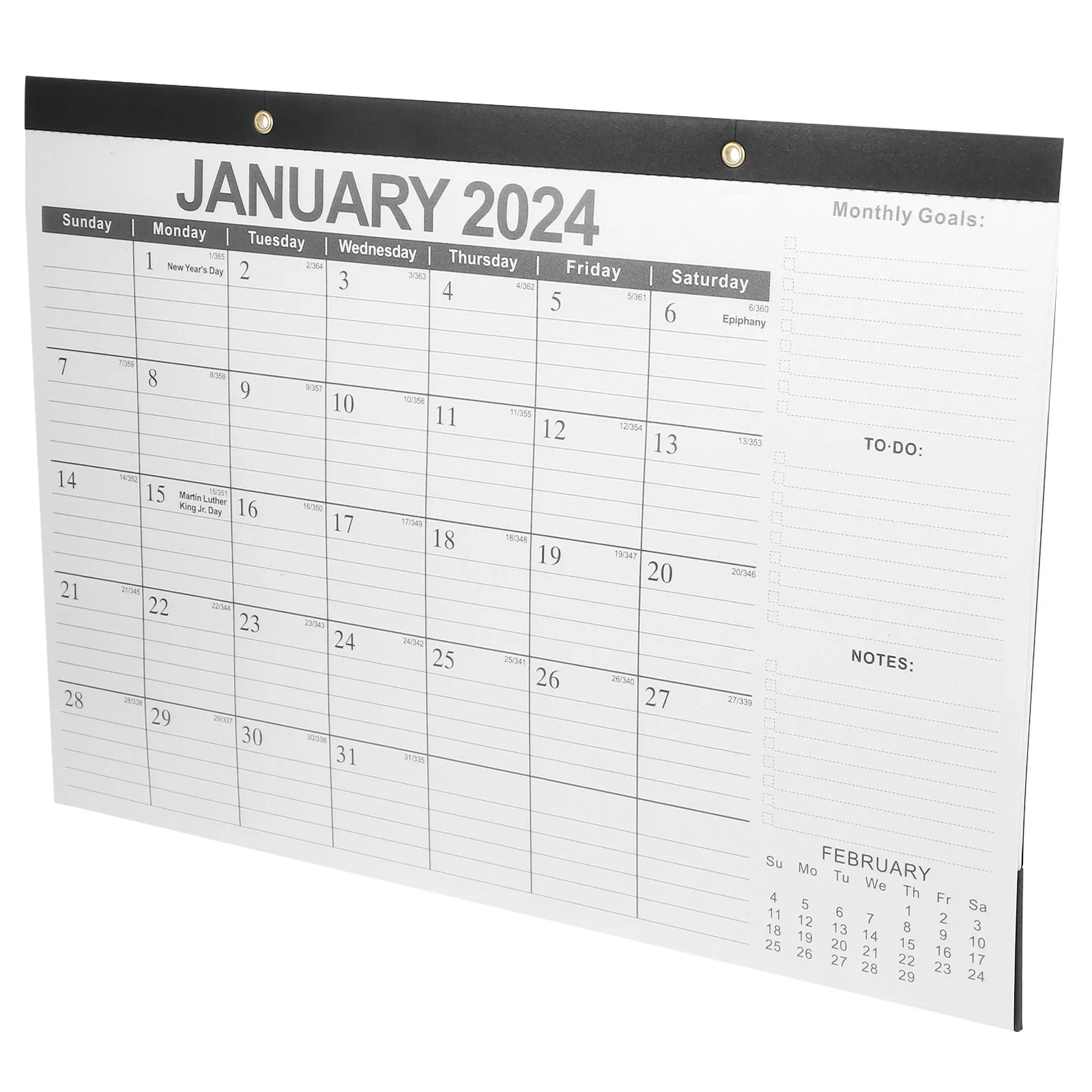 

English Wall Hanging Calendar 2024-2025 Paper Monthly Calendar Lightweight Sturdy Stylish Home Office Memo Noting Daily