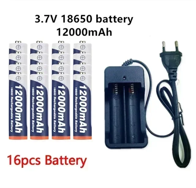 18650 battery 3.7V 12000mAh rechargeable Li-ion battery for Led flashlight Torch batery lithium battery charger