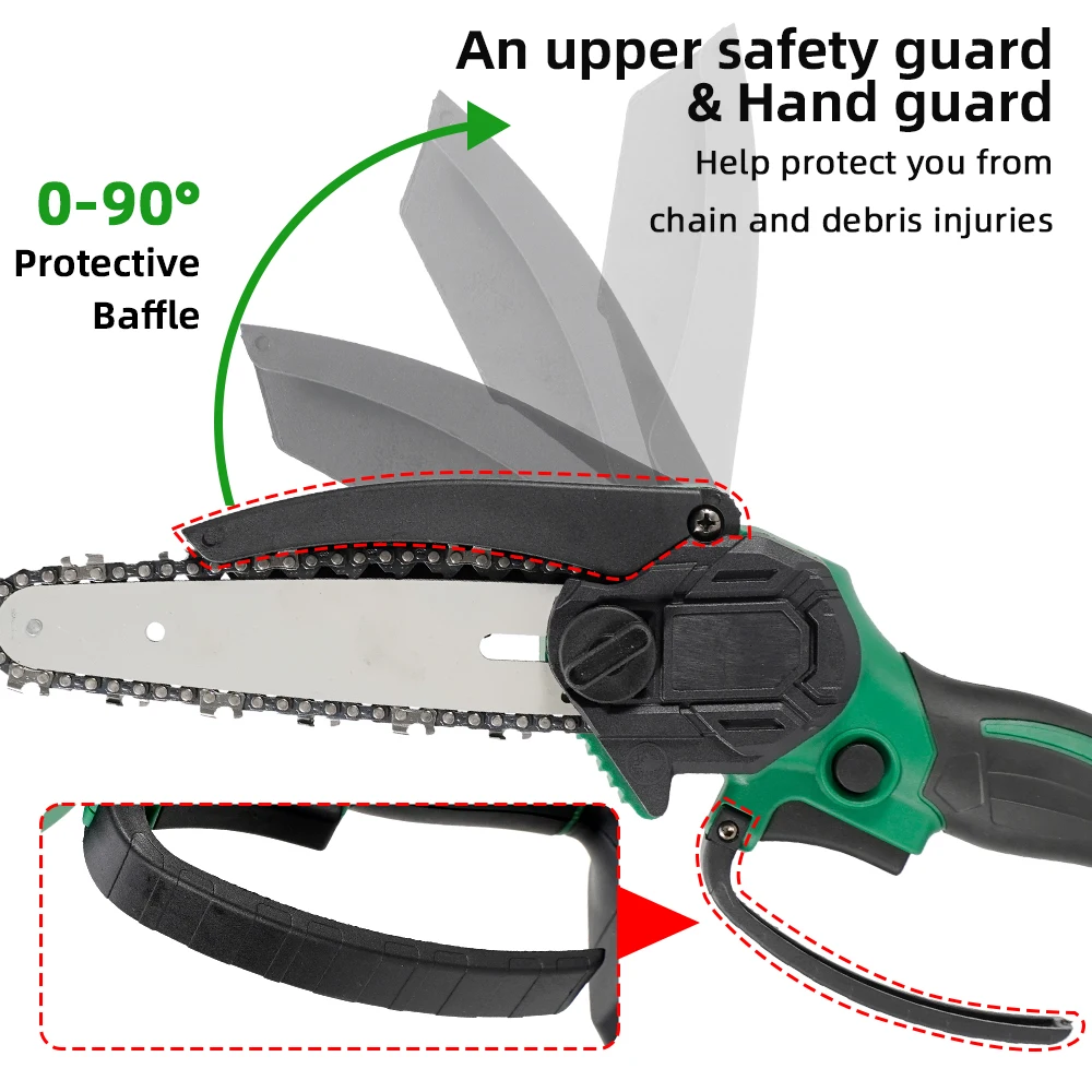 21V 6+8Inch Brushless Chainsaw Mini Cordless Electric Chain Saw Woodworking Handheld Pruning Shears Garden Cutting Trimming Toos