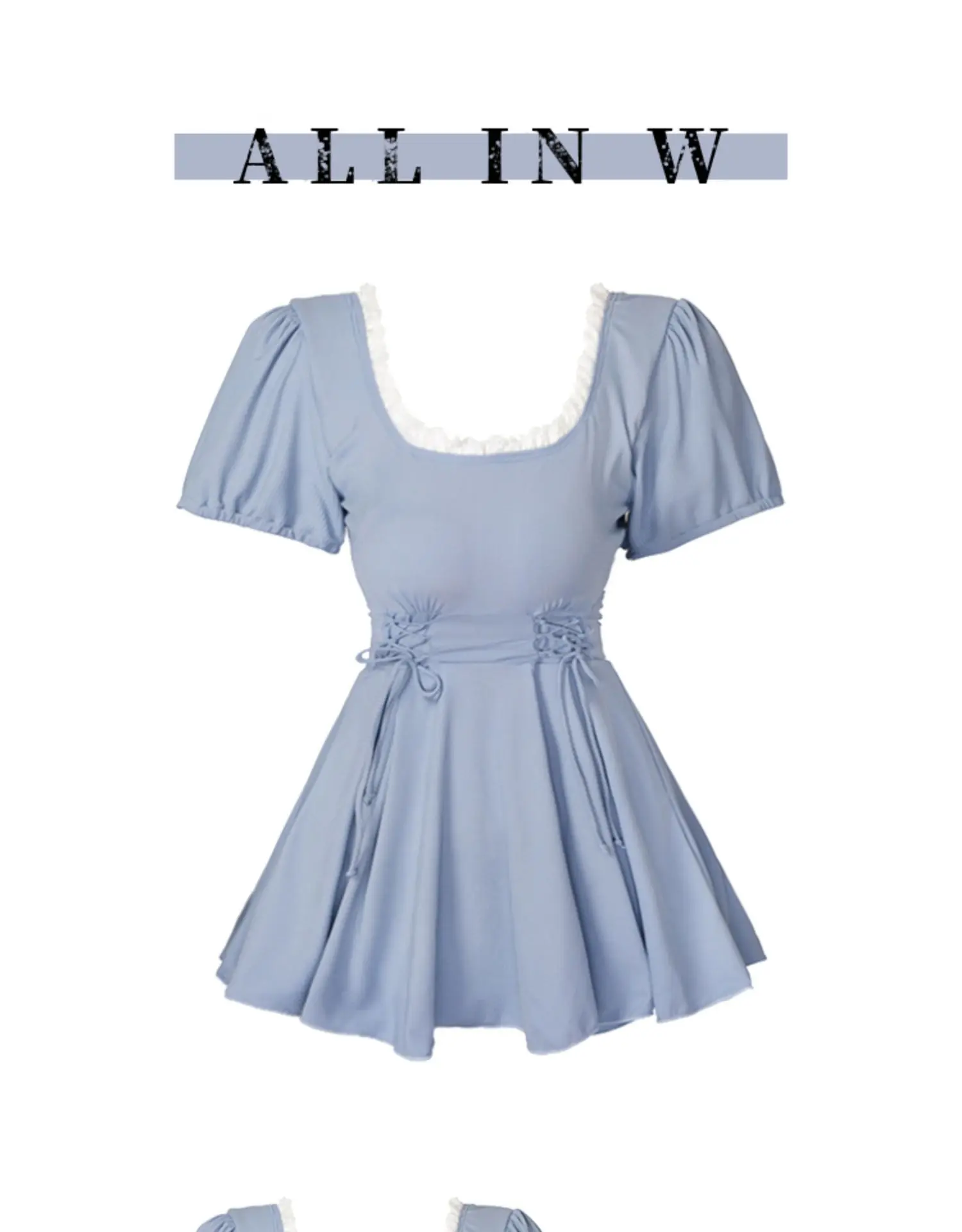 

blue korean style Skirt style flat corner high-end slimming swimming and hot spring swimsuit