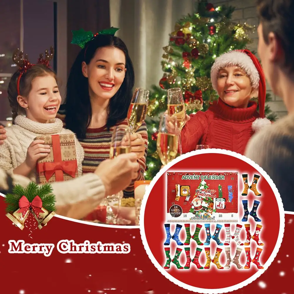 جوارب عيد الميلاد صندوق أعمى جوارب عشوائية للأطفال هدايا العيد 24 يومًا من عيد الميلاد العد التنازلي التقويم الجوارب مضحك #4