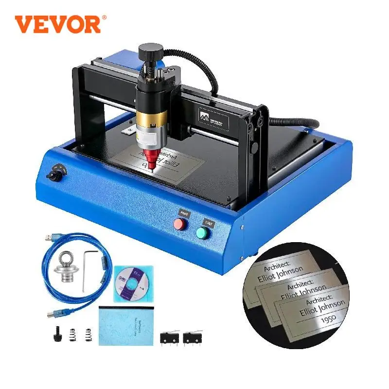 VEVOR Pneumatic Electric Nameplate Marking Machine 200*150 mm/300*200mm Flat Automatic Engraver for Metal Dog Tag Steel Plate