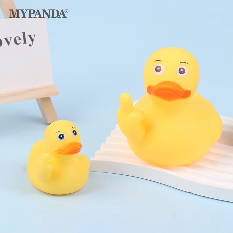 

1PC Play Water Swimming Beach Small Toy Tricky Funny Finger Shape Little Yellow Duck Press And Pinch Call Cute Animal Bird Prop