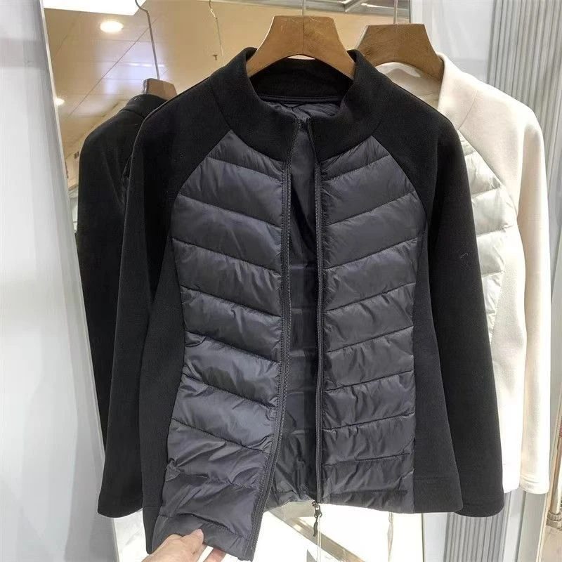 Rimocy Patchwork Long Sleeve Parkas Women Autumn Winter Zipper Up Down Cotton Jackets Woman 2024 Slim Fit Warm Coats Female