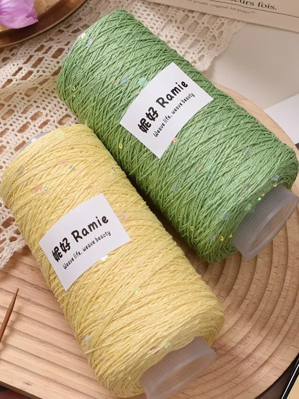 

Льняная пряжа, кружево, лен, пайетки, вязаное вручную, короткое рукавное полотно, одеяло, сумка, не скатывающаяся хлопково-льняная ткань, в мотках