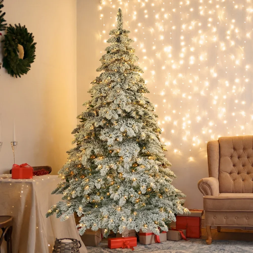 

7.5FT Christmas Trees Long Artificial Christmas Tree with LED Lights and Bendable Branches, Christmas Decor 2024