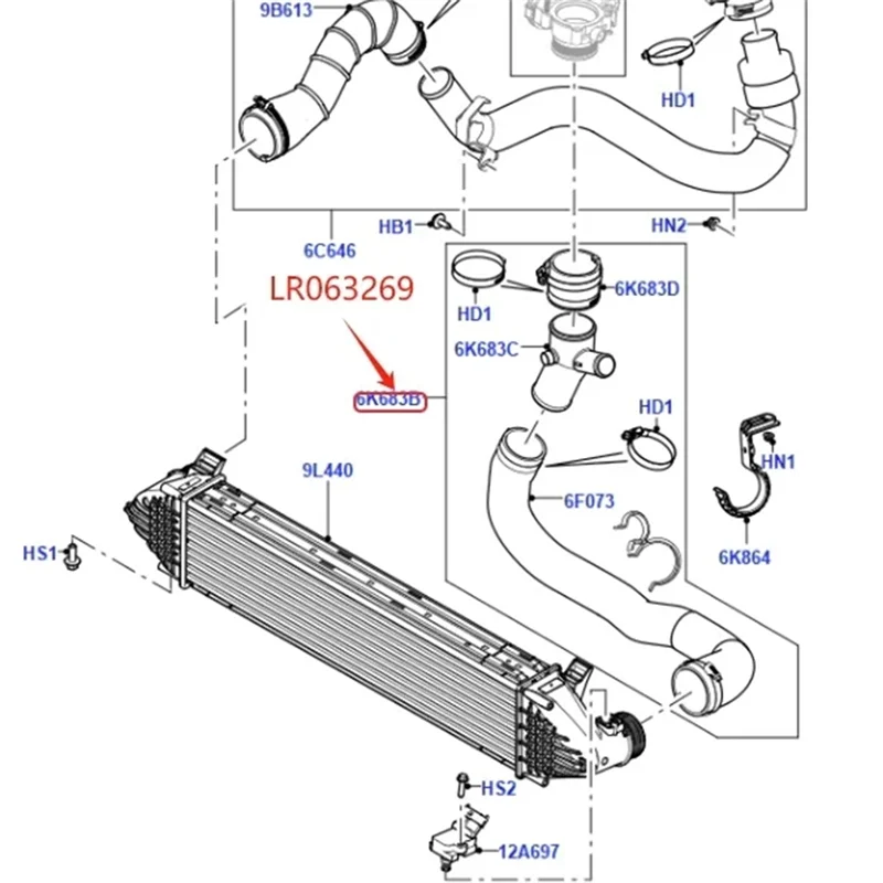

Intercooler Air Hose Assembly Cooling Hose Intercooler Hose For Land Rover LR024305 LR063269 Turbocharged Air Pipe