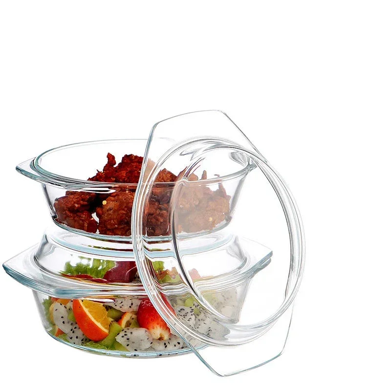 Tempered Glass Bowl with Lid Heat-resistant Soup Bowl Instant Noodle Microwave Oven Suitable for One Bowl Dual-use Salad