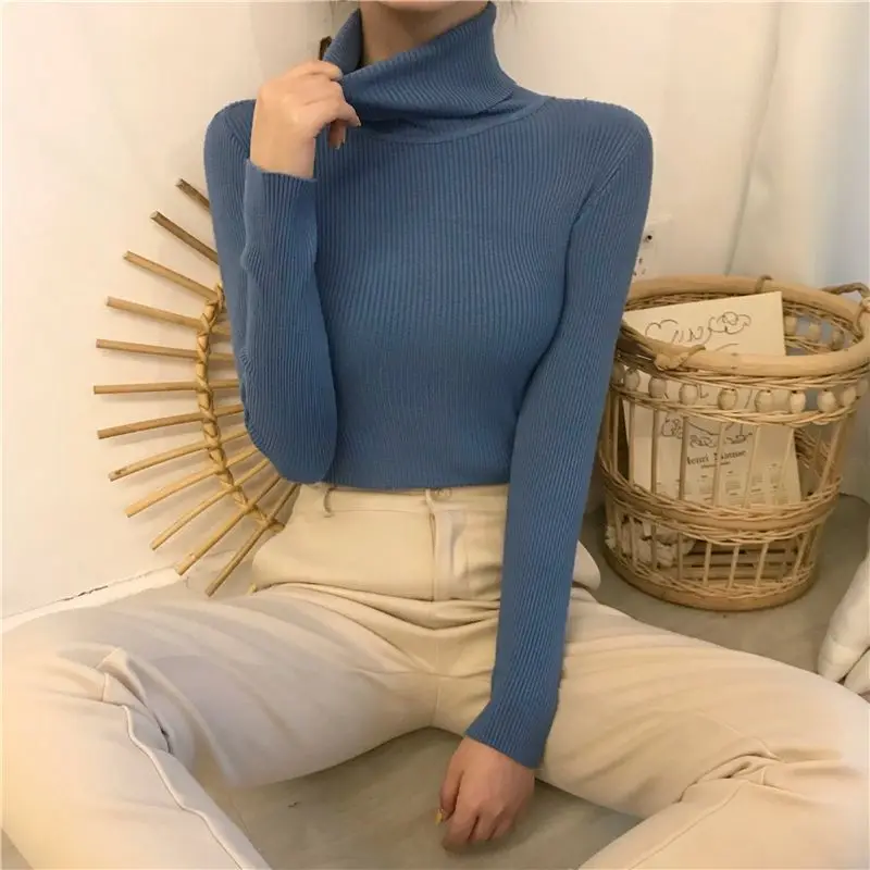 Pull à col roulé Femmes tendances 2025 doux Pulls Femmes à manches longues tricots pulls Dame vêtements d'hiver Femme Jersey pour Femmes