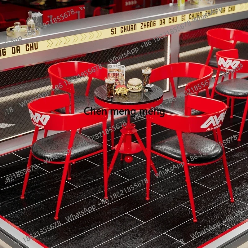 Industrial style barbecue milk tea shop table and chair combination cafe lift chair bar lounge area negotiation table catering