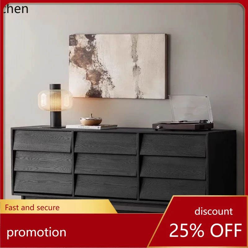 

LXC Wabi-Sabi Style Retro Nine-Drawer Cabinet Solid Wood Storage Cabinet Vintage Living Room Storage Side Cabinet