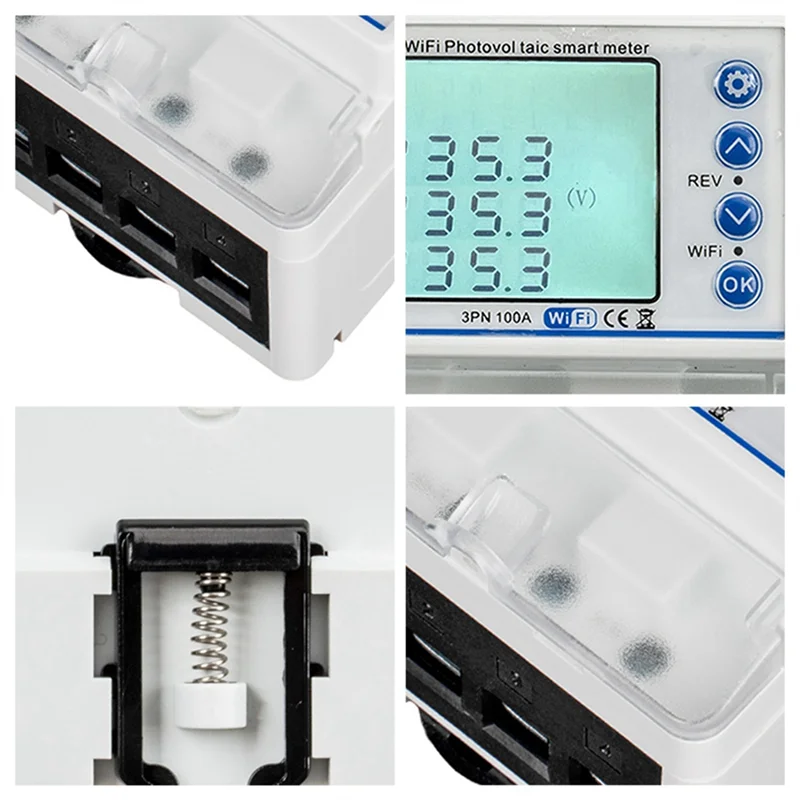 HFES 3 المرحلة 380 فولت 100A تويا واي فاي الذكية ثنائية الاتجاه كيلووات ساعة متر أكثر من تحت الجهد حامي التتابع التبديل الحد الحالي سهلة Ins