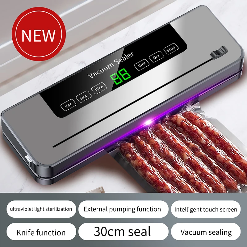 

2024 NEW Electric Vacuum Sealer with Slidding Cutter 110V/220V Food Bag Sealing Machine Kitchen Packaging Heat Sealer +10 bags