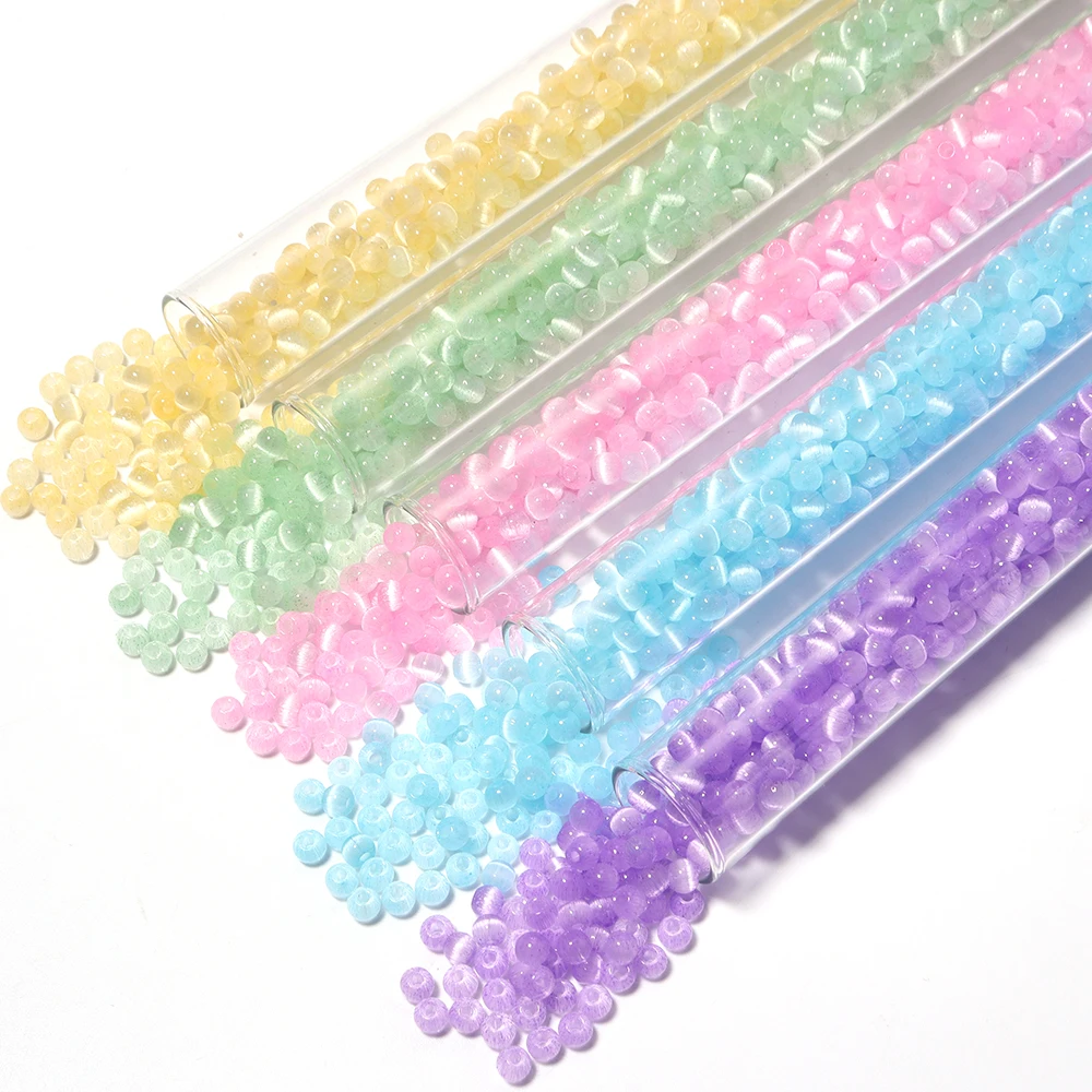 30g 4mm Bunte Katzenauge Tschechische Glasperlen Runde Abstandhalterperlen DIY Nähen Kleidungsdekoration Handgemachtes Bastelzubehör