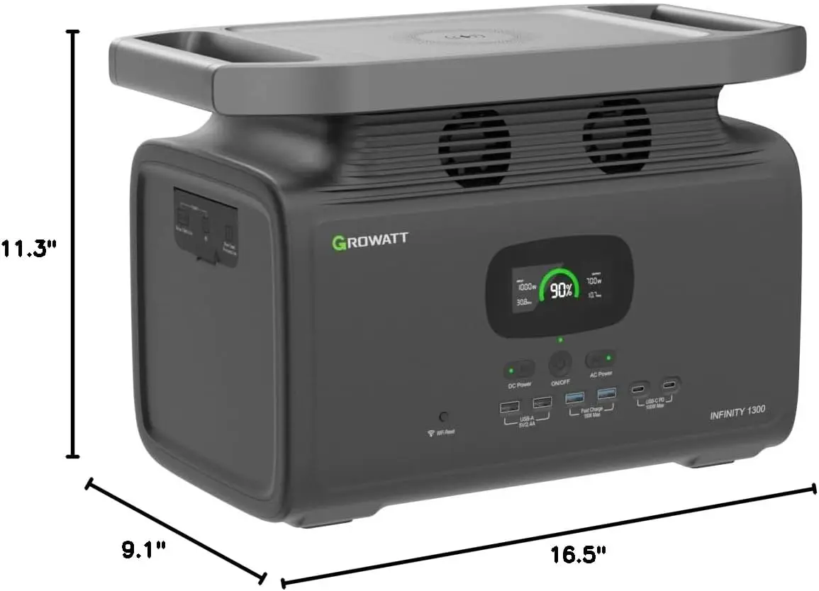 Infinity 1300 Portable Power Station, 1800W Electric Solar Generator,1382Wh LiFePO4 Battery, 14 Outlets for Home Backup