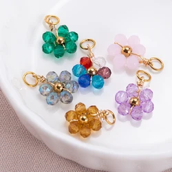 20pcs 1cm Stainless Steel Flower Crystal Beads Gold Color Charm for DIY Jewelry Making Dangle Earring Necklace Bracelet Findings