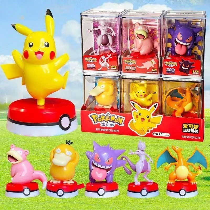 

Pokemon Pikachu Doll with Transparent Display Box Desktop Ornament Action Figure Model Cartoon Eevee Children Toys Seal Gifts