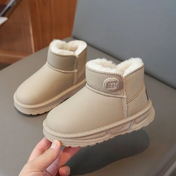 الفتيات أحذية الثلوج الشتاء سميكة صوف مبطن الانزلاق على الأحذية القطنية الدافئة للأطفال والأطفال الصغار العلامة التجارية الصينية الأسهم