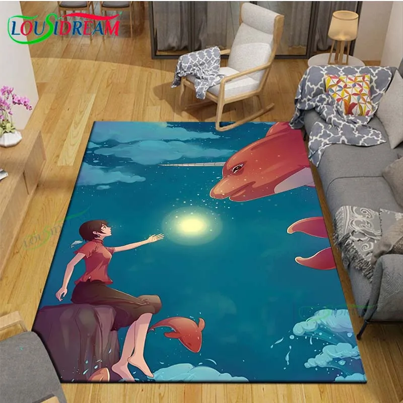 China Cartoon Film Big-Fish-Begonia Koi Carpet Living Room Bedside Mat Fashion Floor Mat Area Rug Door Mat  Bedroom Decoration