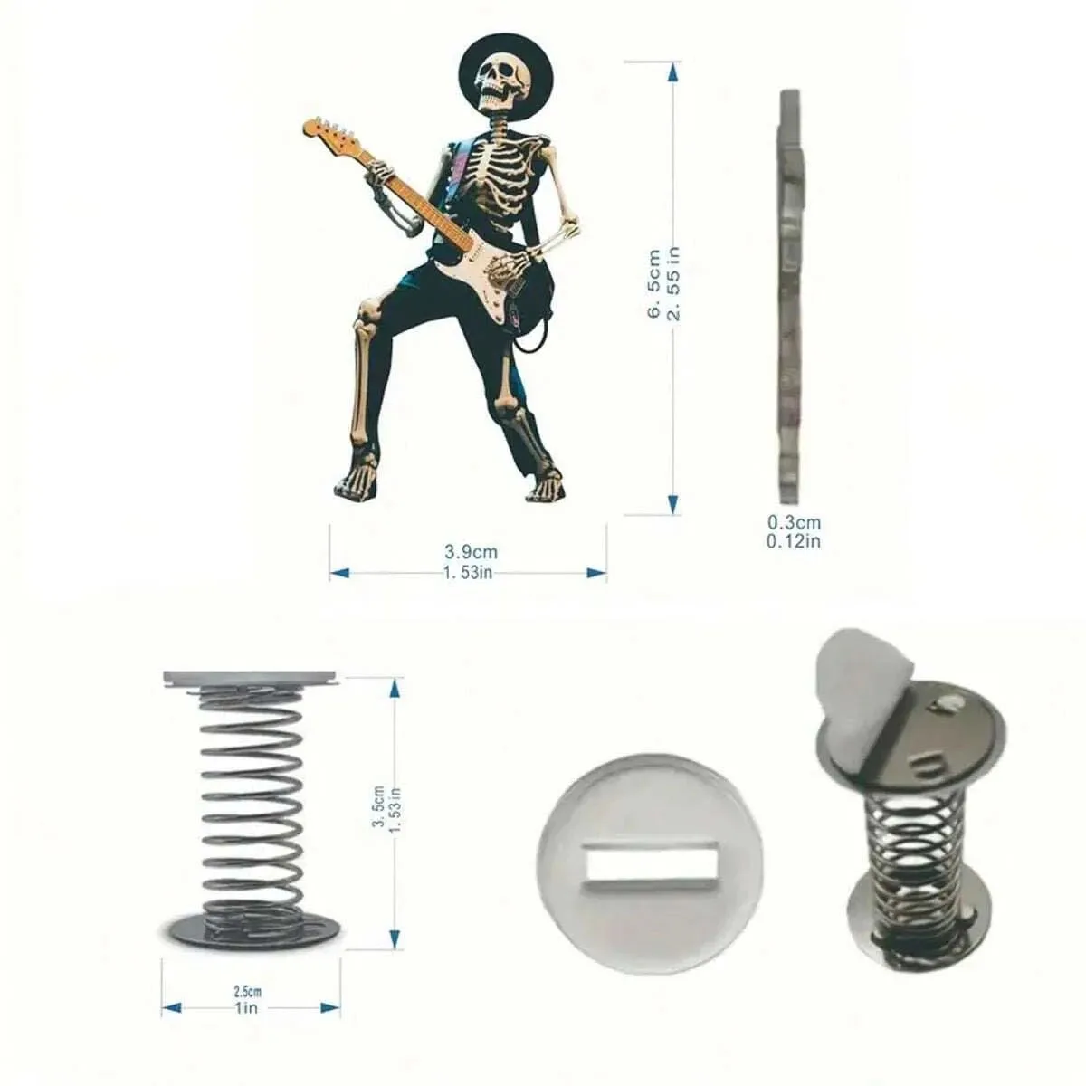 1 Packung Totenkopf-Gitarristen-Acryl-Instrumentenplatten-Ornamente - Langlebige Innenausstattung, Einzigartige Tischdekorationen – Detail 3