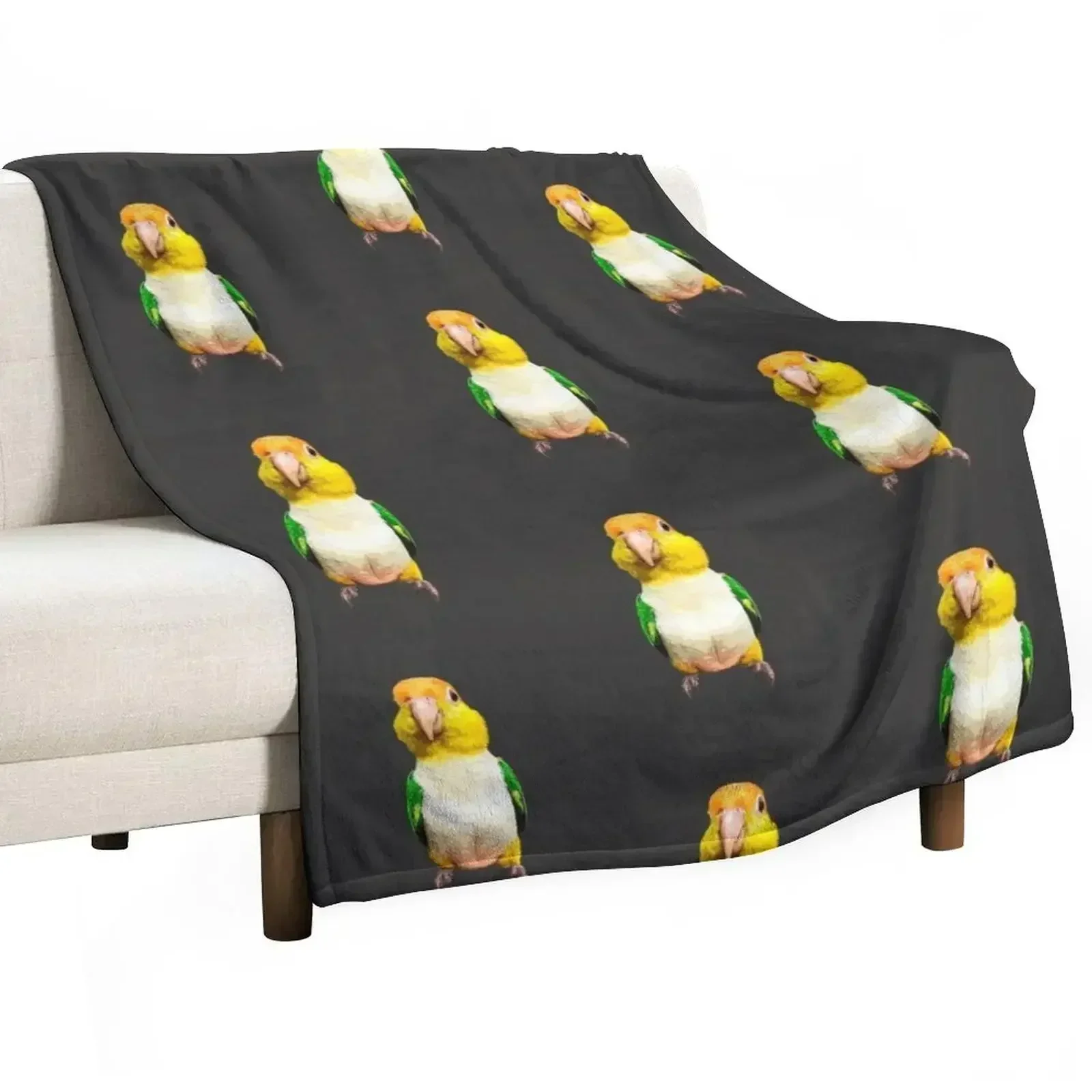 White Bellied Caique Parrot Throw Blanket Thermal Plaid on the sofa Decorative Sofa halloween Blankets