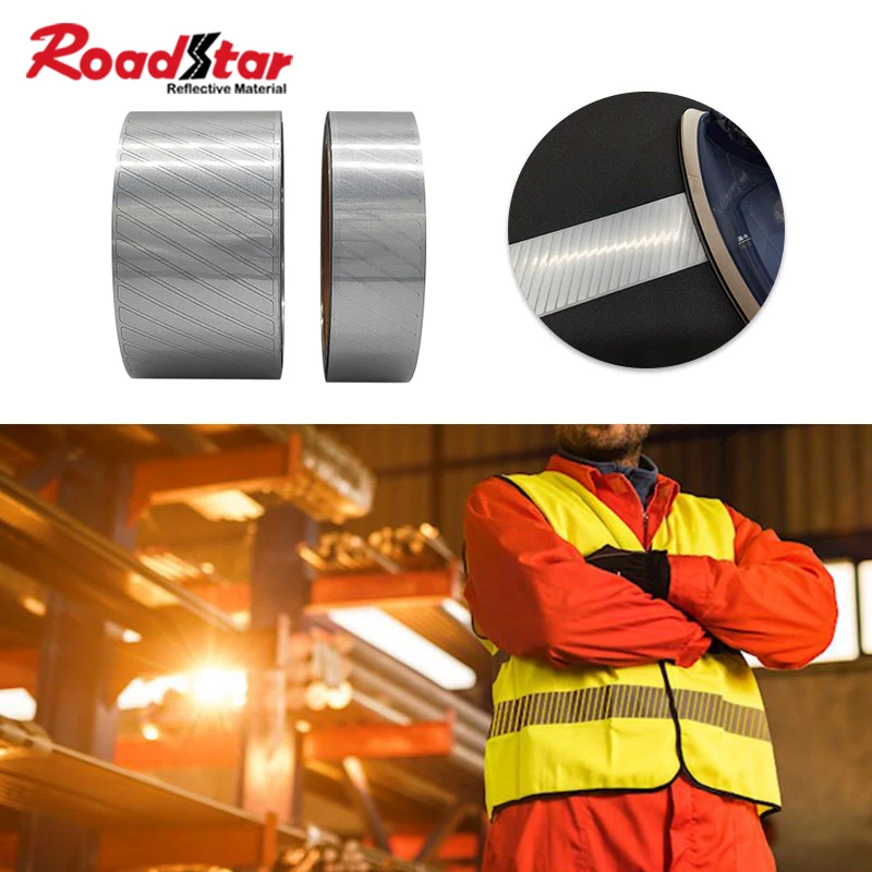 Roadstar gesegmenteerde hoge intensiteit reflecterende warmteoverdracht vinyl reflecterende film opstrijkbare kledingstuk kleding werkkleding RS-722-DH