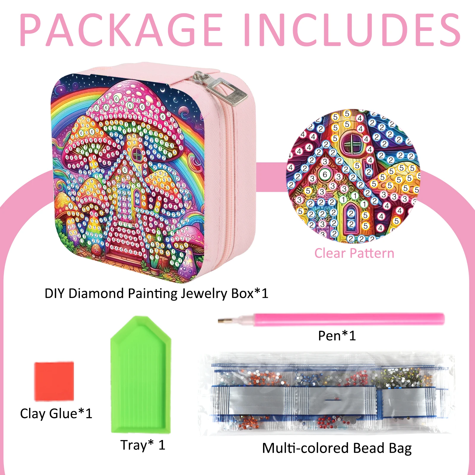 مجموعة صندوق تنظيم المجوهرات الماسية، صندوق مجوهرات DIY للبالغين من الأزهار والحيوانات، حقيبة مجوهرات محمولة لتخزين المجوهرات هدية #3