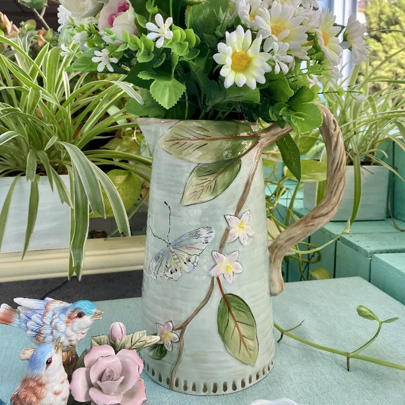 French Flower and Bird Ceramic Vase Flower Ware Home Jewelry Vases Decoration Jarrones Decorations Maison Home Decor Ваза 꽃병